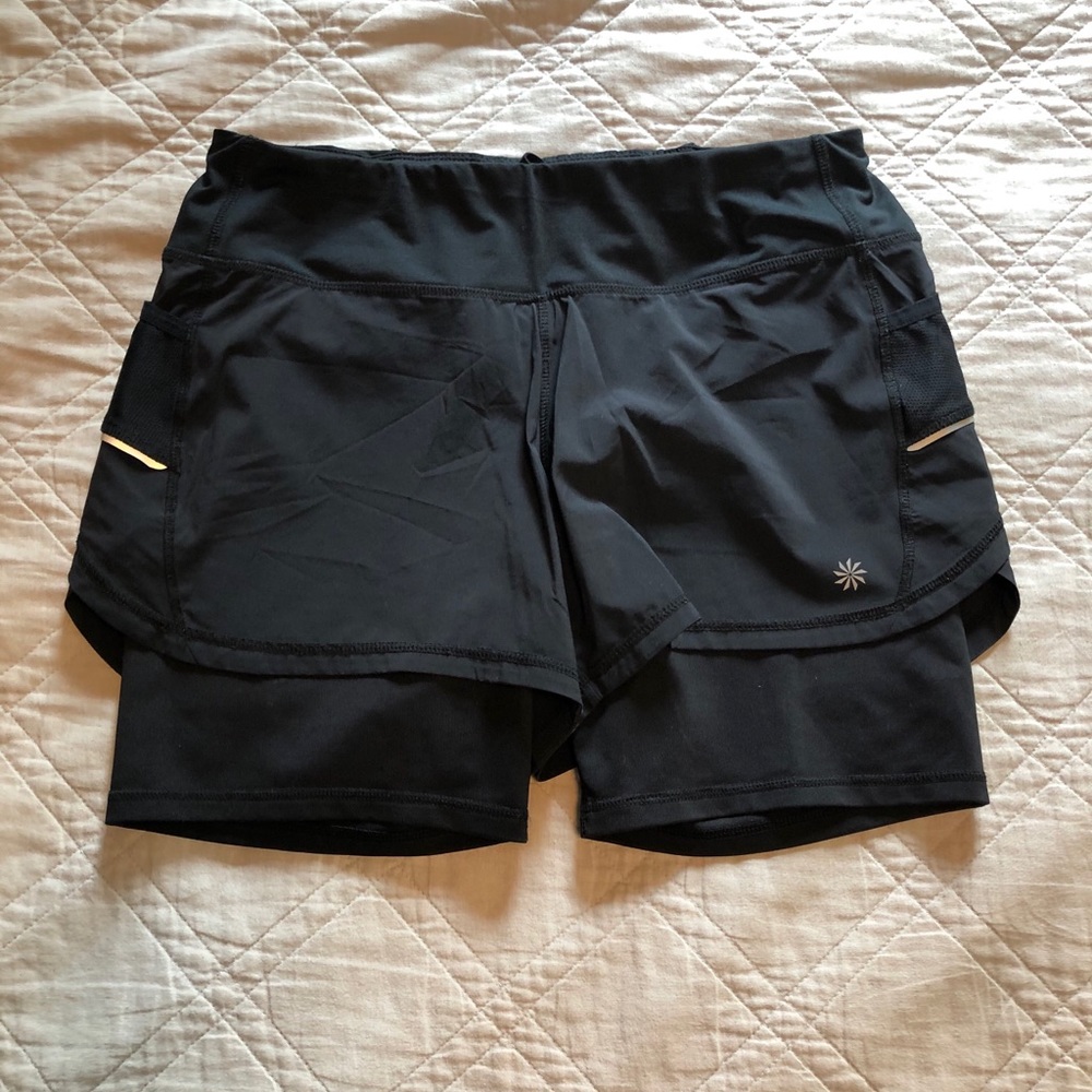 Athleta Black Layered Athletic Shorts